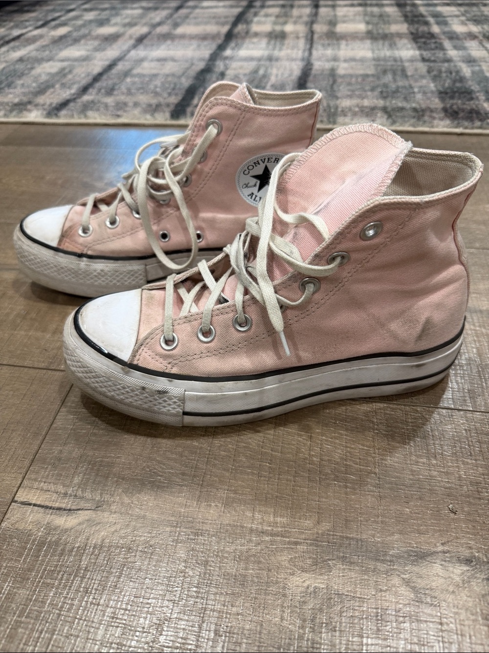 Converse Pink High Top platform Canvas Sneakers